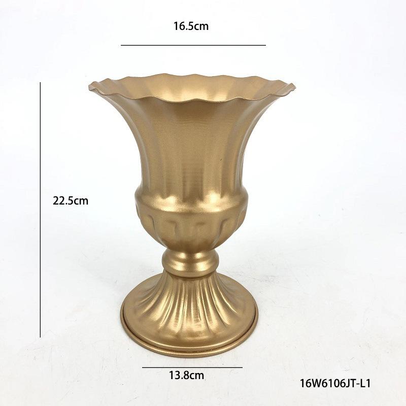 Antique Look Metal Flower Pot - Wedding Table Centerpiece Dried Flower Holder for Home Decor Vintage Style Photo Shoot Accessory