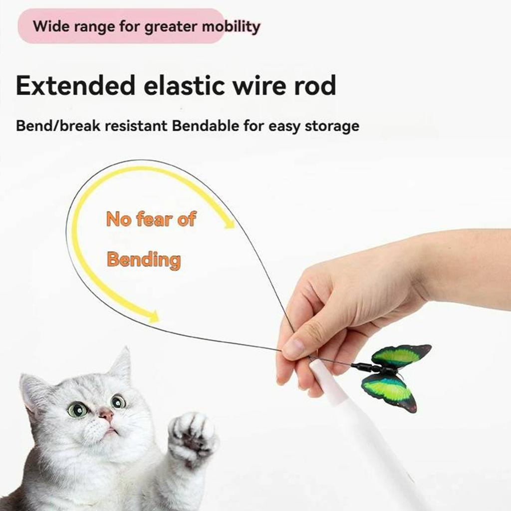 Interactive Cat Toy with Suction Cup Flutter Bug Cat Toys Spinning Butterfly Cat Toy Wand for Indoor Cats