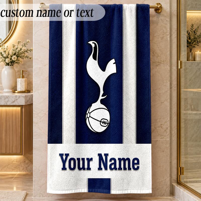 Beach TowelTottenham Hotspur FC Custom Name Text Personalized Soft Towel for Beach Pool Indoor Home Decor Gift
