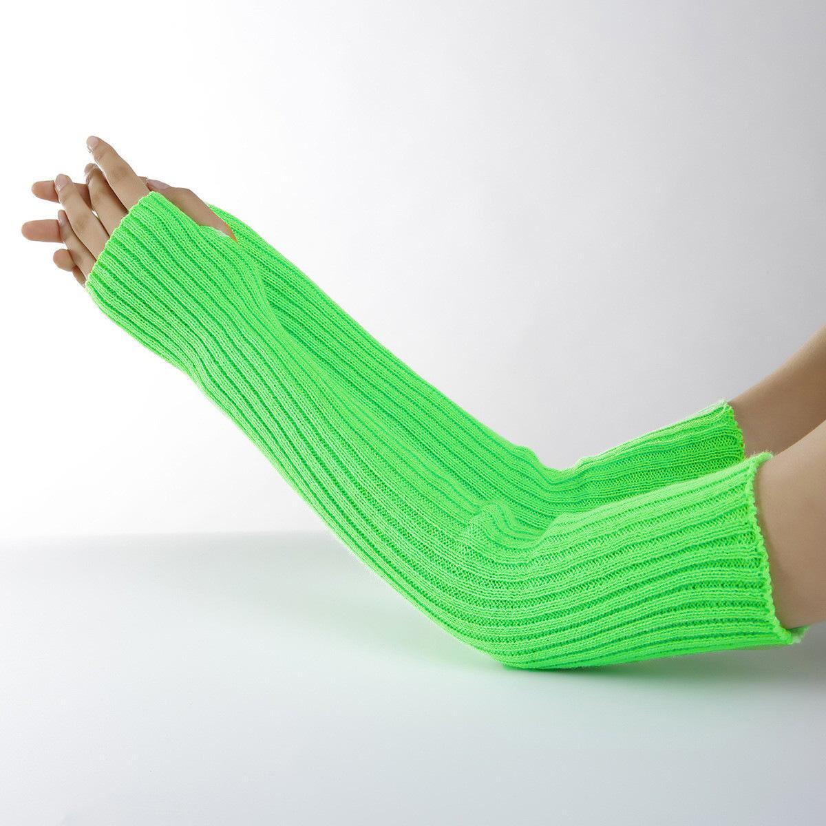 

Straight Long Gloves New Autumn and Winter Knitted Woolen Warm Sleeves for Men and Women Who Are Dancing with Exposed Fingers One size