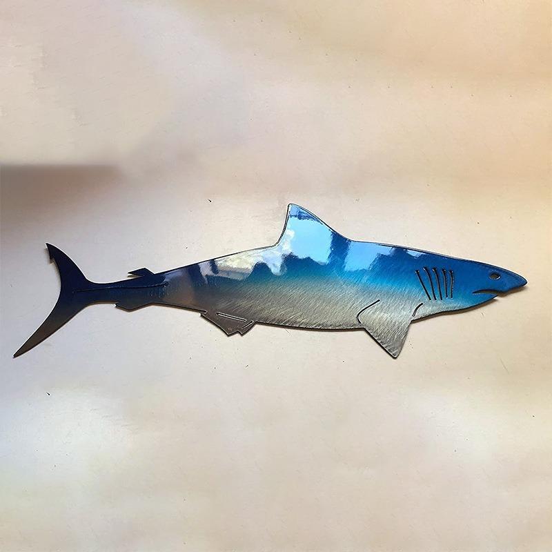 1pcs Stainless Steel Shark Wall Art Metal Home Office Decor Modern Wall Hanging Sculpture Creative Indoor Outdoor Decoration