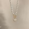 Sparkling Diamond Heart-shaped Pearl Necklace, Short Necklace, Trendy Beaded, Light Luxury and Niche Design Sense