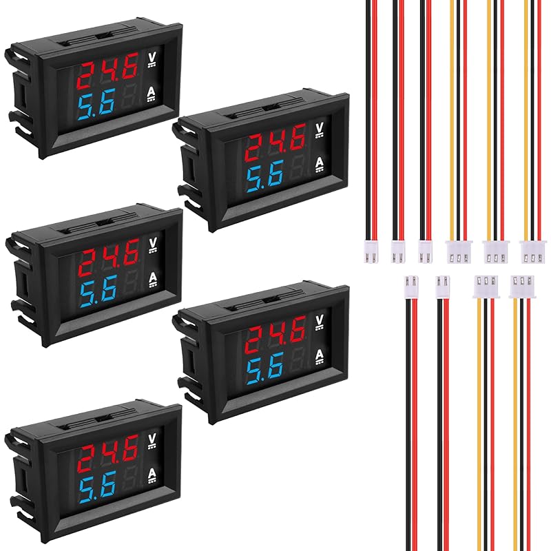 0.28" Volt Meter, DC 0-100V 10A Digital Voltmeter Ammeter Dual 3 Bits LED Display with Connect Wires Mini Ammeter Voltmeter for Electronic Circuit