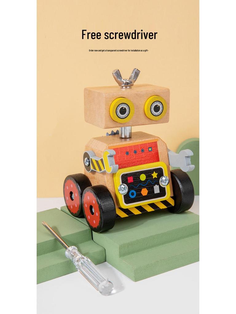 DIY Interlocking Car Robot Assembly Kit for Kids - Wooden Educational Toy