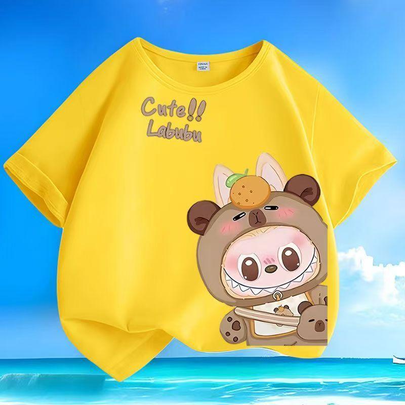 

Детские футболки с 3D-принтом Labubu, забавный топ с коротким рукавом для мальчиков и девочек, детская трендовая одежда 140