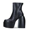 Autumn and winter new thick-bottomed water platform thick-heeled high-heeled thick-heeled knee boots women's sleeve slim knight boots