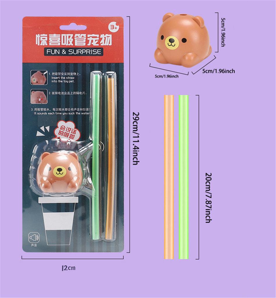 Cartoon Animal Drinking Sound Straws Talking Straws With Water And Liquid Sensors And 9 Interesting Sound Effects, Children'S Gifts For Children