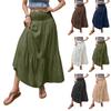 Saia Longa Boêmia em Camadas de Cintura Alta Feminina com Cós Elástico Leve Fluida Linha A para Looks Casuais