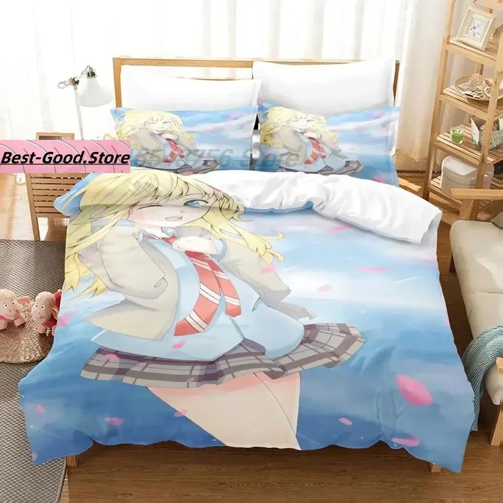 

2014 Your Lie In April 3D Printed Bed Set Duvet Cover Pillowcase Bedding Set Bed Linen Sheet Quilt Cover Full Queen King Size 135x200cm