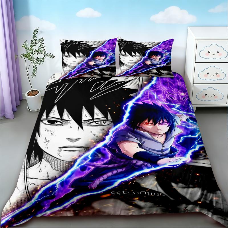 3pcs Duvet Cover Naruto Teens Japanese Anime Bedding Set Comfortable Breathable Quilt Cover Queen King Full Bedroom Decor