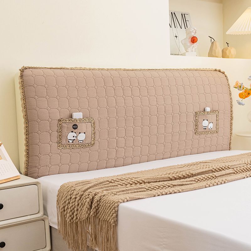 

Bubble Cotton Elastic Full Wrap Headboards Cover Quilted and Thickened Solid Wood Headboard Covers Universal Dust Protection Hood 120x H65cm