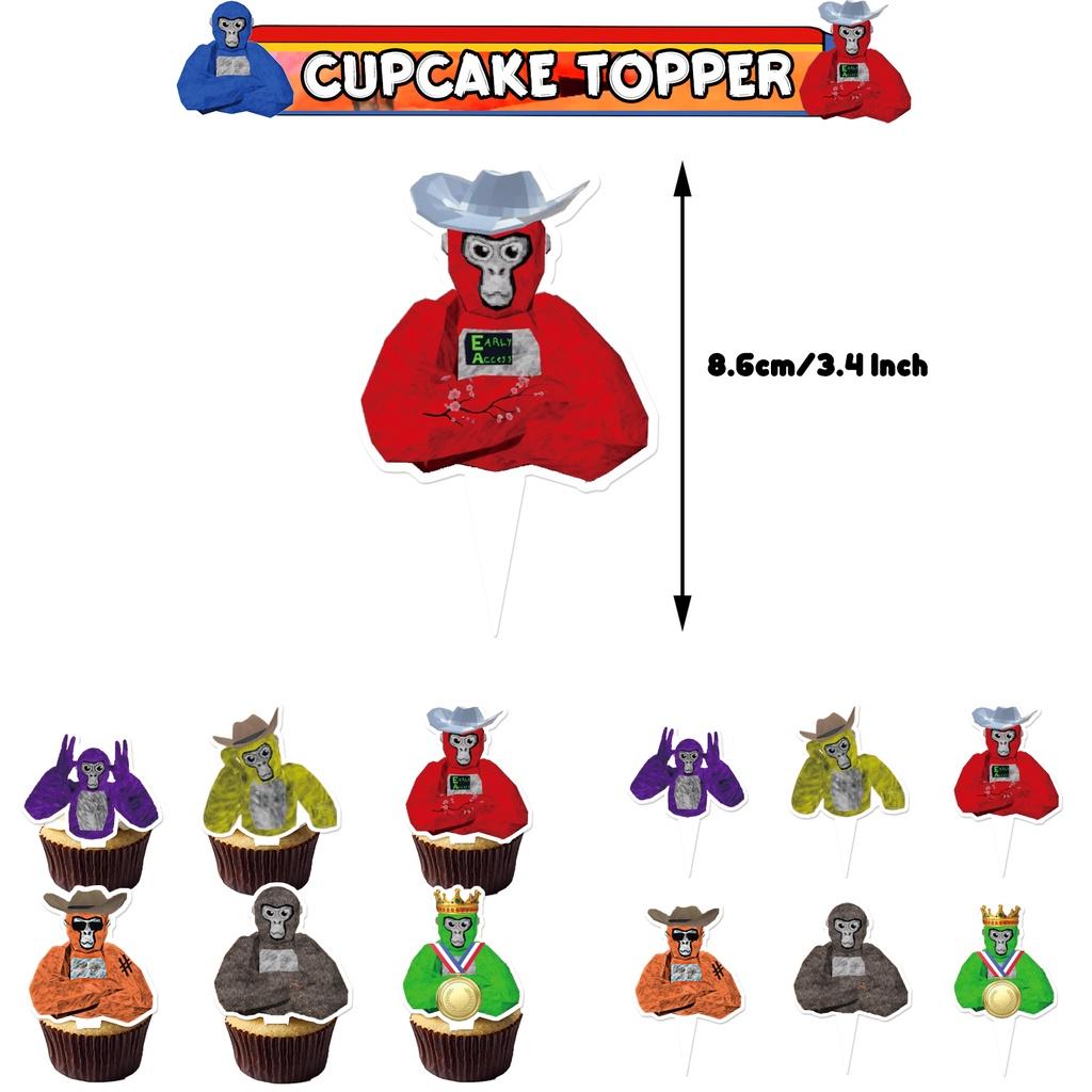 Gorilla Tag Geburtstagsfeier Dekorationsset Spiralballonanordnung mit Cake Topper und Flagge