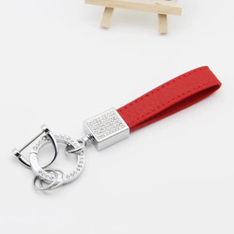 Modny skórzany brelok z kryształkami górskimi PU, breloczek sprężynowy z zapięciem na kluczyki samochodowe, akcesoria, breloczki dla kobiet