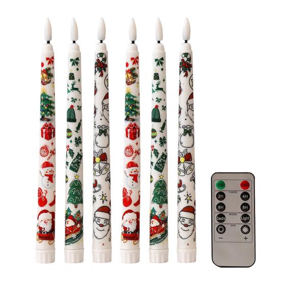 6Pcs LED Taper Candles Battery Operated Flameless Candles with Remote Control Christmas Light-up Candles for Home Winter Festive Decor