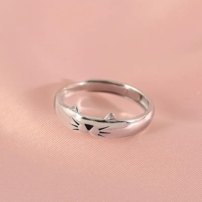 

2024 New Cartoon Kitty Hug Couple Rings for Women Men Personality Cat s Paw Opening Adjustable Alloy Jewelry Anniversary Gift resizable