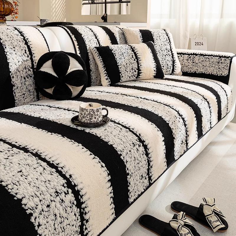Hair Plush Sofa Cushion, Autumn And Winter Non-Slip Thickened Seat Cushion, Light Luxury High-End Sofa Cover Cover Cloth