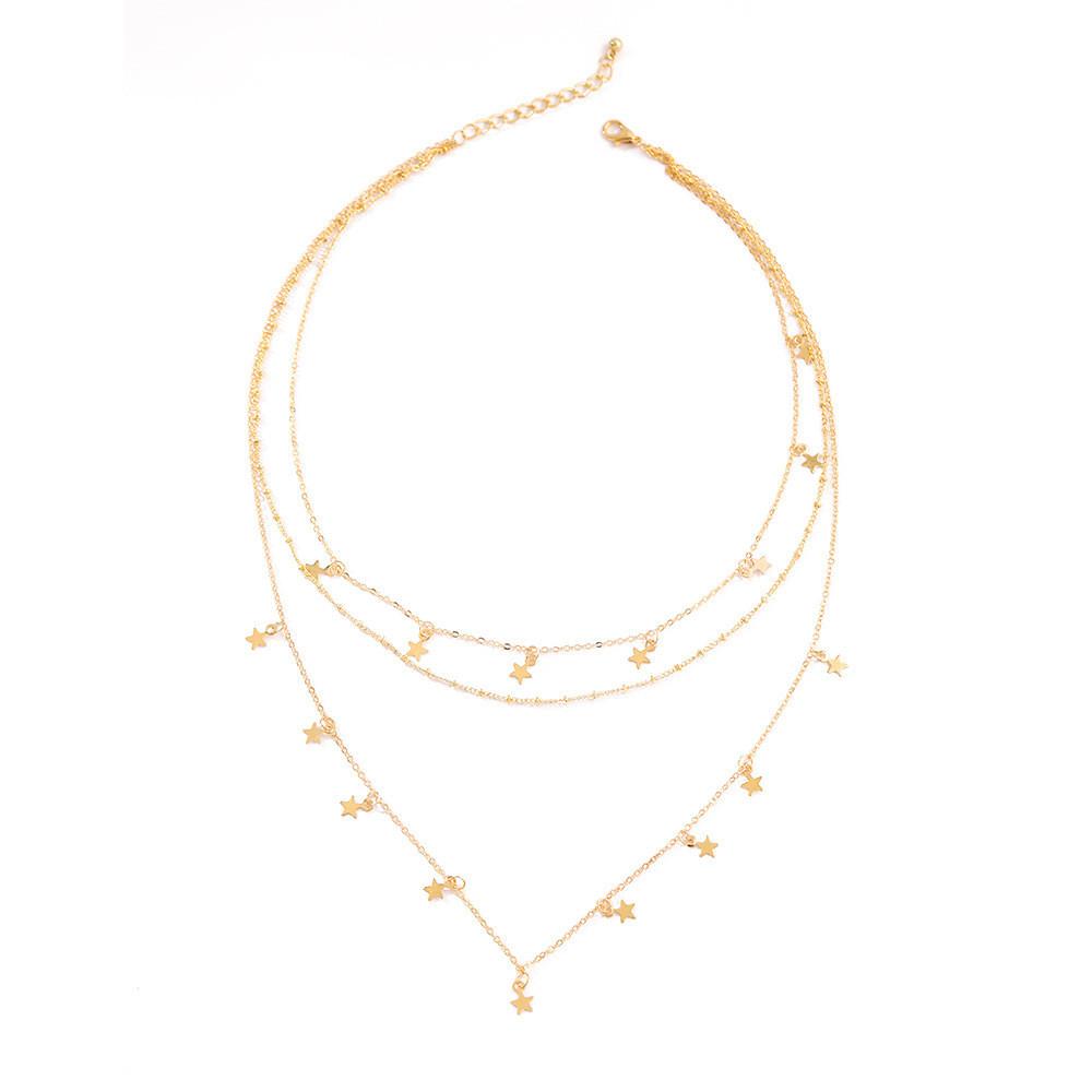 Alloy Star Versatile Pendant Necklace With Three Chic Layers For Everyday Fashion