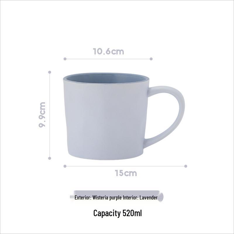 Large European-Style Matte Black Ceramic Mug with Spoon