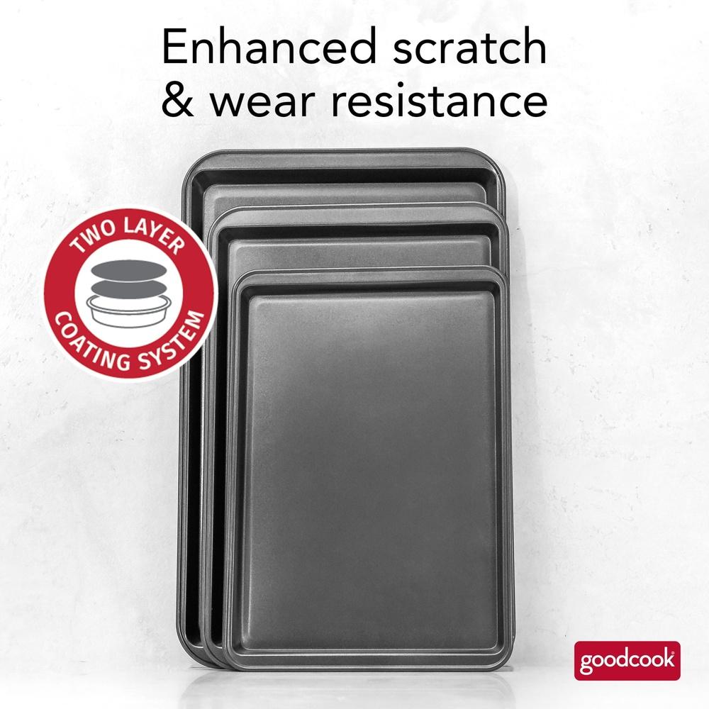 PRO Nonstick 3pc Baking Sheet Set Heavy Duty Carbon Steel Scratch Resistant Cookie Pans Easy Clean Non Toxic Oven Safe Baking
