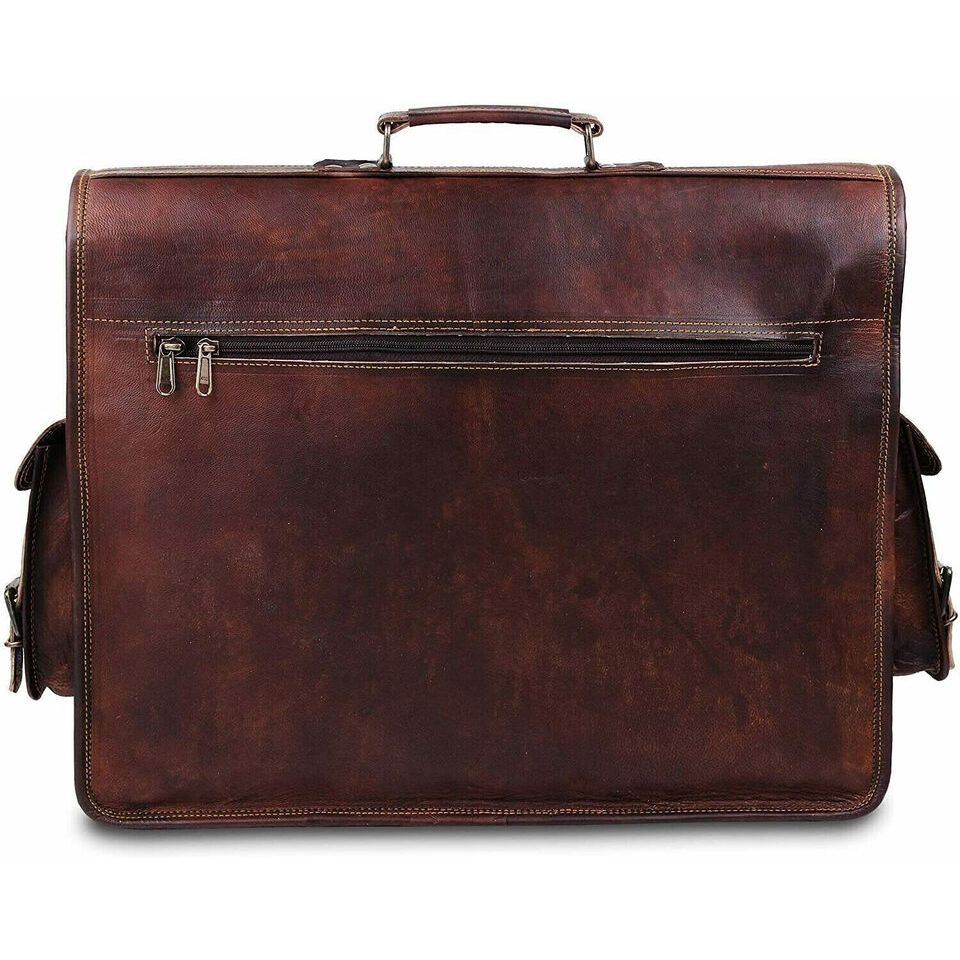 Men's Vintage Laptop 19 Inch Handmade Leather Briefcase Messenger