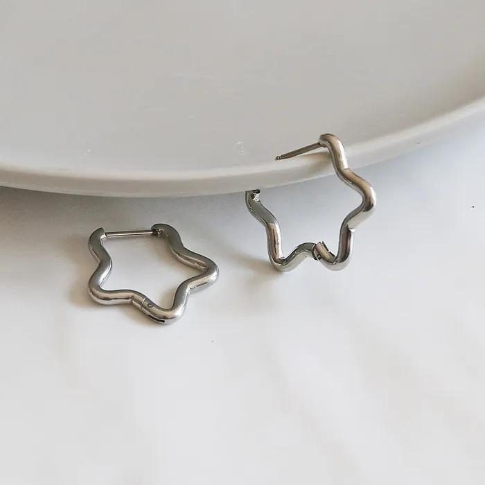 _FF77 Surgical Steel Star Hoop Earrings (Non-Discoloring)