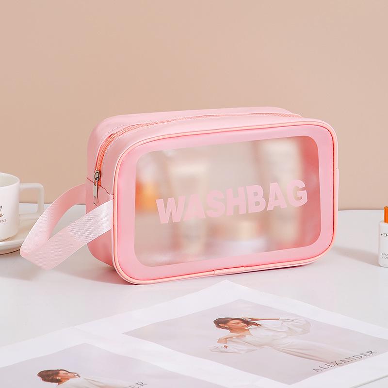 Large Waterproof Frosted Makeup Bag with Wet/Dry Separation, Portable Handheld Design