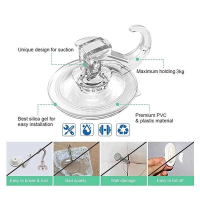 ABWR-6X Large Transparent Reusable Heavy Duty Vacuum Suction Cup Hook