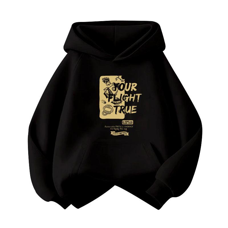 Kids  Velvet-Lined Hoodie: Warm, Casual Pullover for Teens 110cm