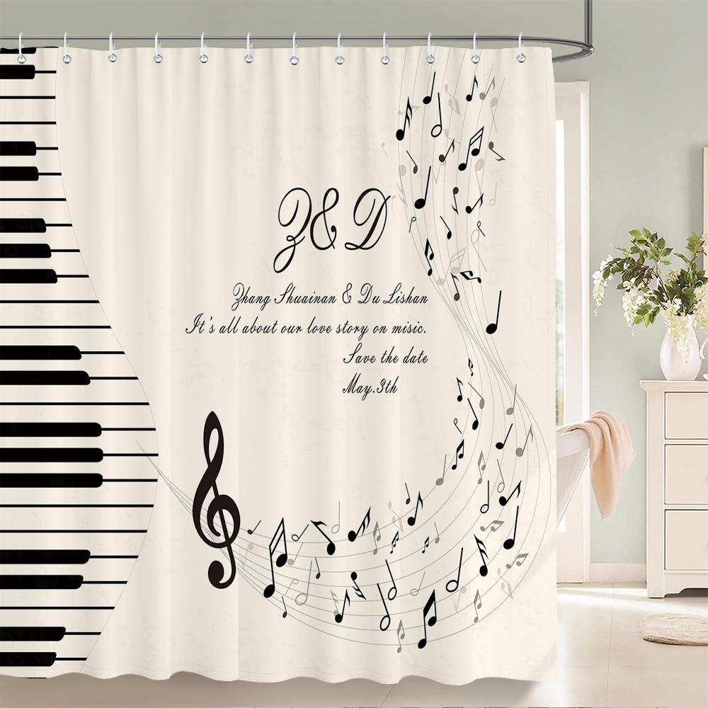 3D Music Rock Style Printed Shower Curtains Bathroom Curtain Frabic Waterproof Polyester Bath Curtain Home Decoration With Hooks