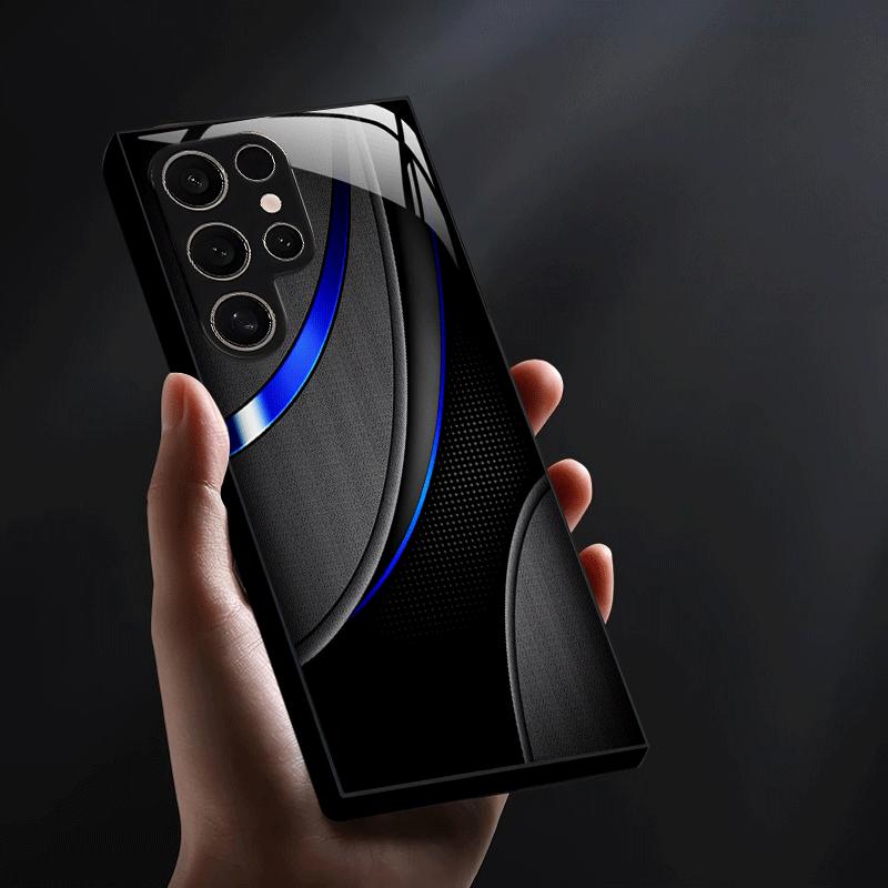 Black blue curved glass phone case for Samsung Galaxy S26 S25 S24 S23 S21 S20 fe/plus/ultra anti fingerprint and dustproof