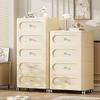 Cream Style Plastic Storage Cabinet: Thick Drawer-Type Bedside Table for Bedroom or Living Room Snack Storage.