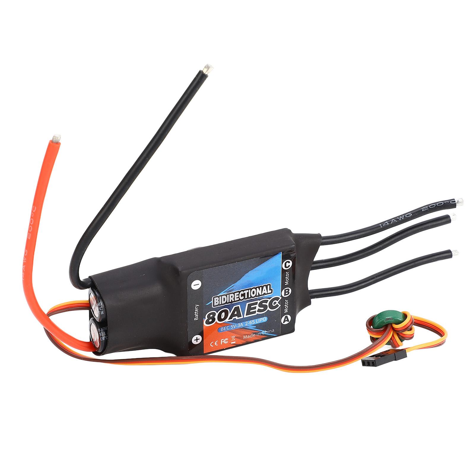 

Bi Directional 80A Brushless ESC 5V 3A Plug and Play Electric Speed Controller for RC Car Boat