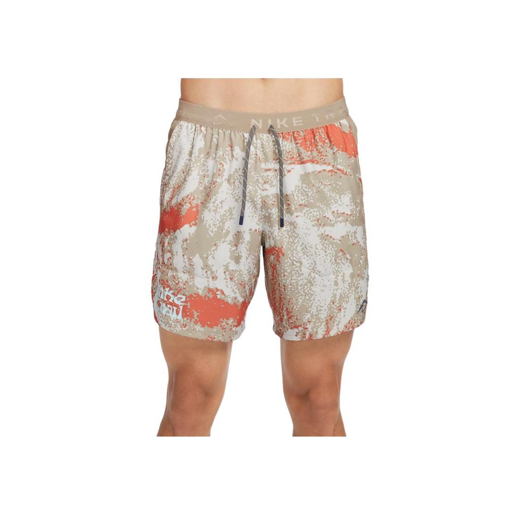 Nike Pantaloncini sportivi versatili tre quarti da uomo Trail Stride Dri-Fit con stampa all-over alla moda kaki FV9950-247