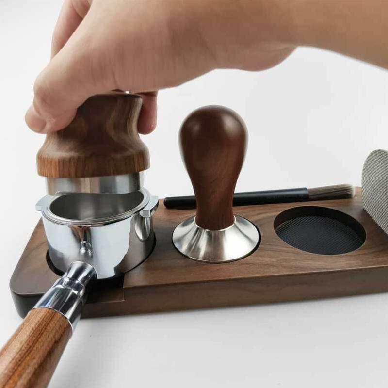 Natural Wood 51mm Coffee Tamper Organizers Feature Sturdy Base Coffee Tamper Storage Holders for Secure Placement