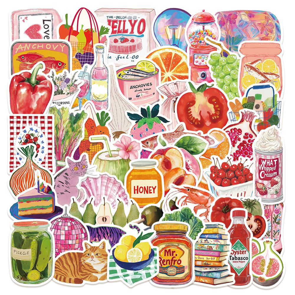 

50PCS Mediterranean Tomato Art Stickers Waterproof Scrapbooking Decals for Laptop Skateboard Phone Room Graffiti
