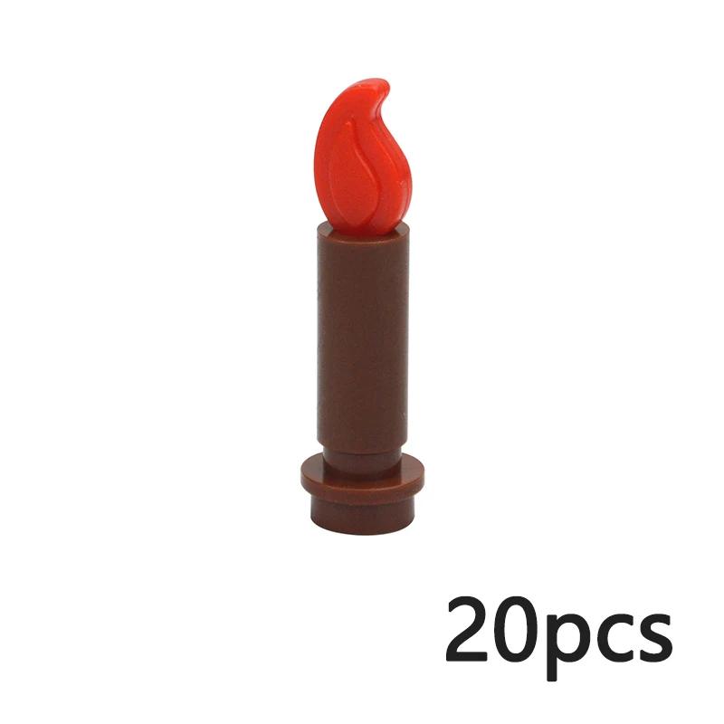 MOC Bonfire Bricks Accessories 37762 37775 Wave Candle Holder Flame Candlestick Model Educational Fire Toy Building Blocks Kids