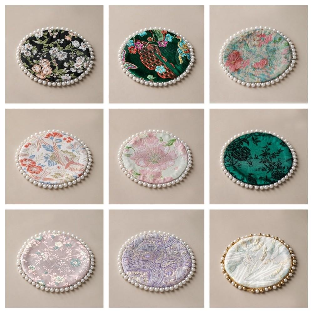 Cloth Pearls Edge Coaster Vintage Teapot Mat Swallow Brocade Cup Mat  Drinkware Accessories