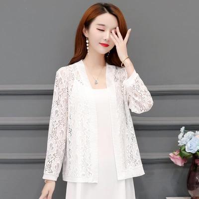 Chaqueta Cardigan Exterior Chal Fino de Punto para Primavera y Verano Camisa de Encaje