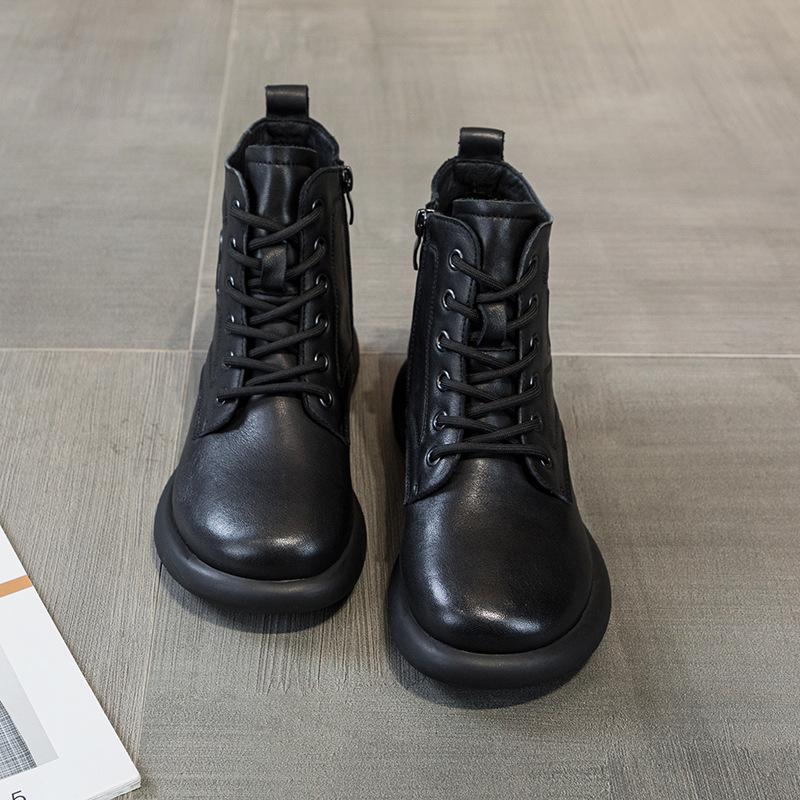 The first layer of cowhide Martin boots for women's 2025 autumn and winter new leather lace-up casual versatile short leather boots for women