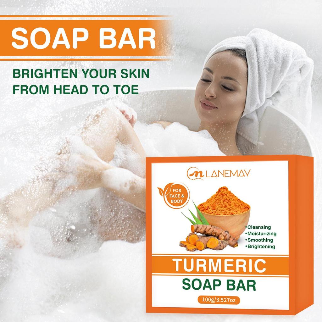 Turmeric Soap Bar - Deep Cleaning and Moisturizing Skin, Remove Dirt, Excess Oil, and Impurities - Gentle for All Skin Types,100g