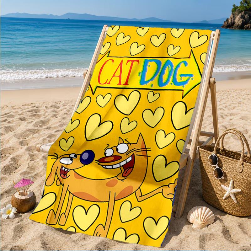 Cat Dog Adventure Beach Towel, Microfiber Beach Towel, Perfect For Pool, Beach, Travel, Home Decor Beach Party Fan Gifts