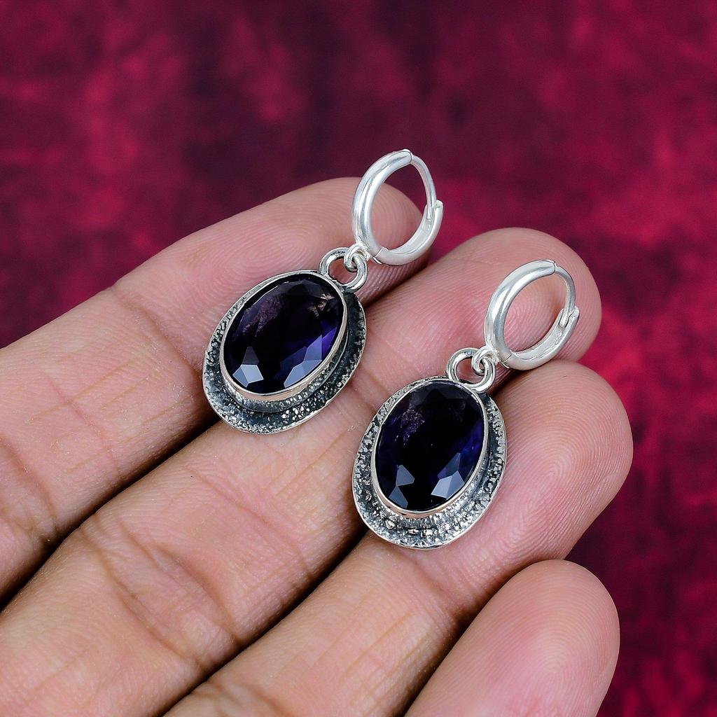 Náušnice Iolite, Náušnice z masivního stříbra 925 Ručně vyráběné šperky z drahých kamenů, Dárky pro manželku Zcela nové náušnice