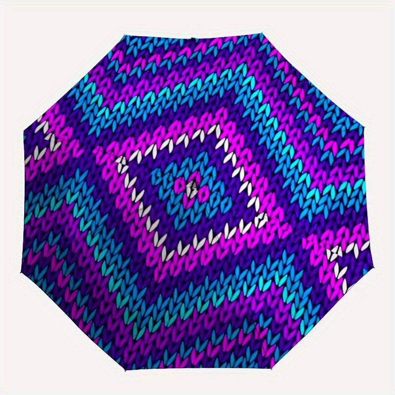 

1pc Knitted Pattern Automatic Opening/Closing Folding Umbrella with 85 Ribs, Plastic Handle, Windproof Portable Sunshade Umbrella y250726125