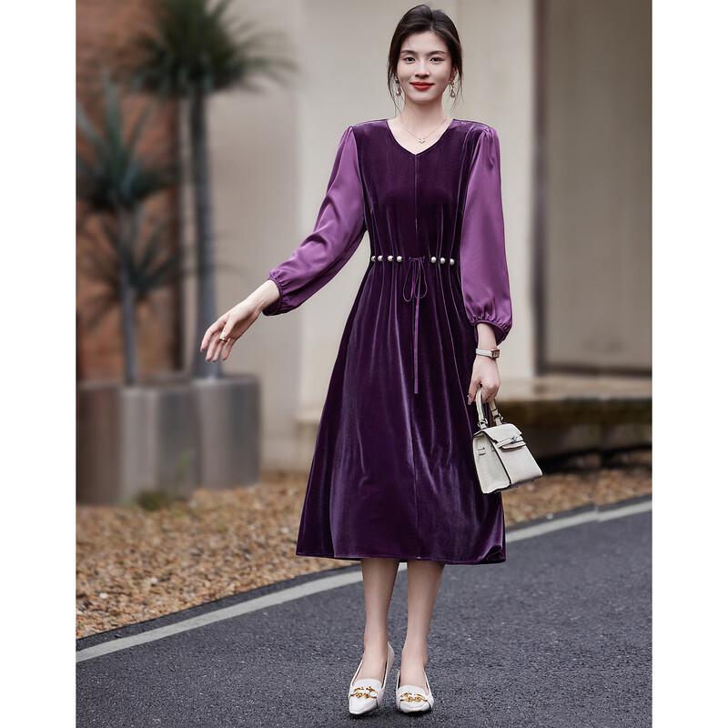 Demana Elegant V-Neck Puff Sleeve Midi Dress with Pearl Belt