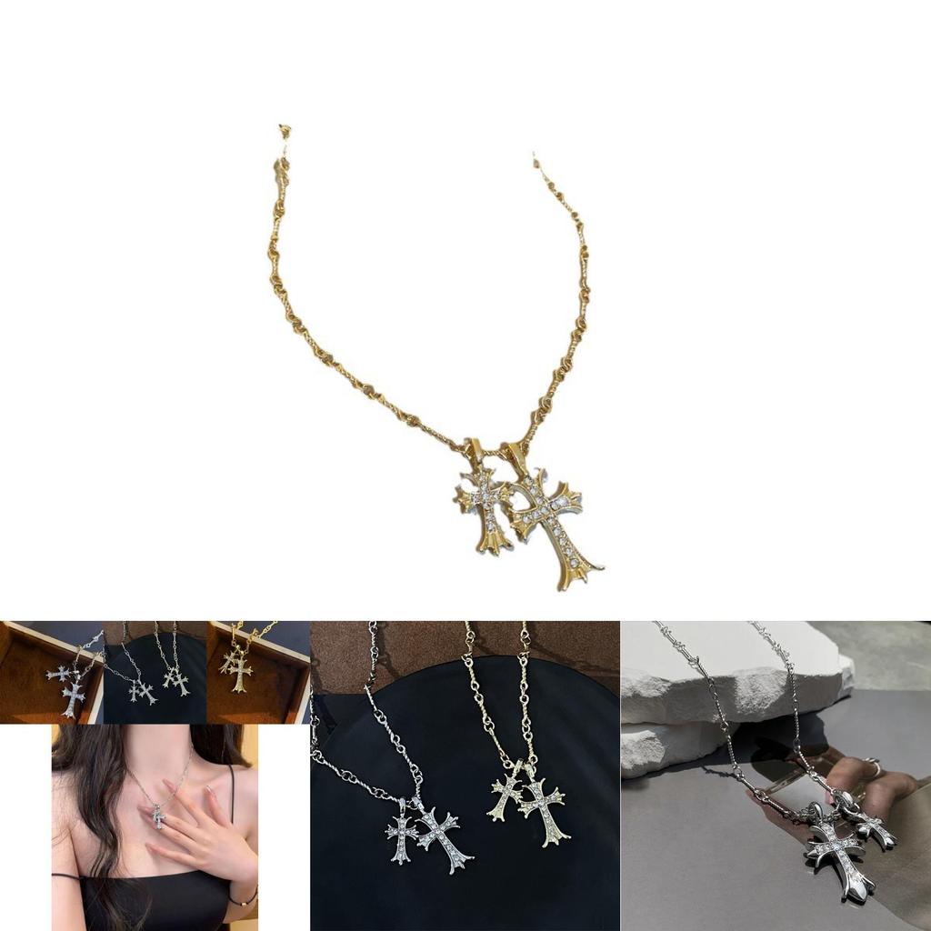 Collier Croix Long Élégant Pour Femmes Fabriqué en Alliage de Haute Qualité Avec des Designs Tendance Pour l'Été 2024