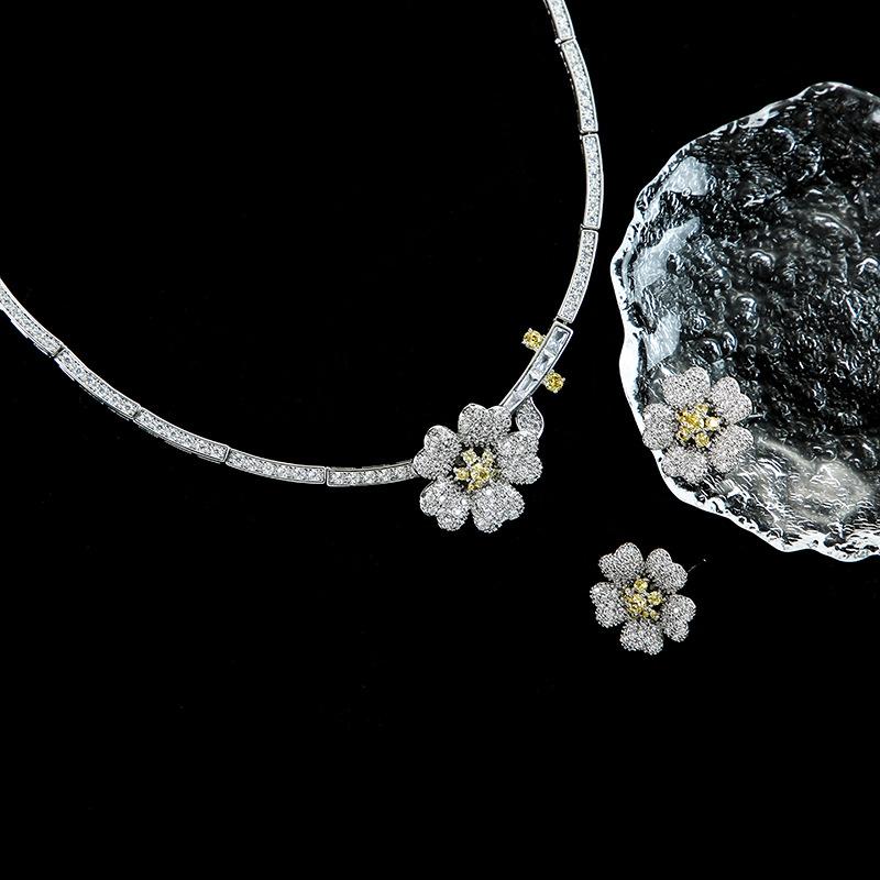 

SUYU Свадебный Женский Модный Дизайн Ожерелье-Цветок Серьги Набор Аксессуары для Невесты Подарок на Фестиваль жёлтый