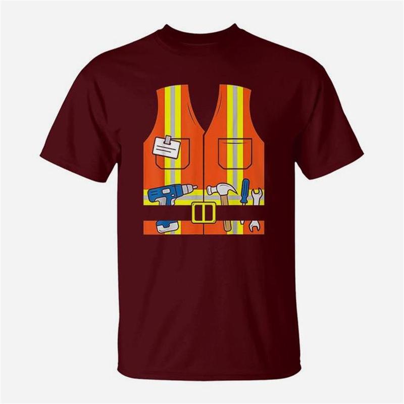 3D Bauarbeiter Orange Warnweste Grafik T-Shirt für Unisex Kleidung Sommer Lässig Unisex Oberteile T-Shirts Mode T-Shirt