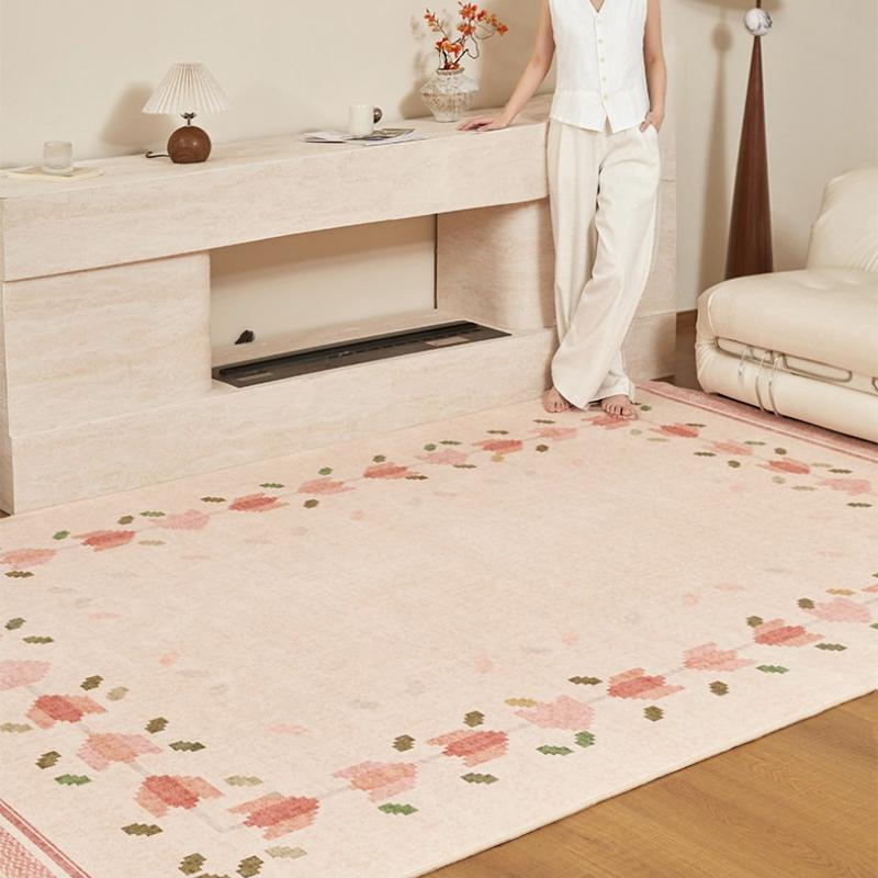 Cream Style Living Room Decoration Flower Pattern Carpet Large Area Rugs for Bedroom Thick Plush Rug Fluffy Soft Study Floor Mat