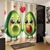A Single Avocado Cartoon Printed Shower Curtain, Measuring 177.8X177.8 Cm, Includes 12 Hooks, Made of Polyester Fabric, Easy T