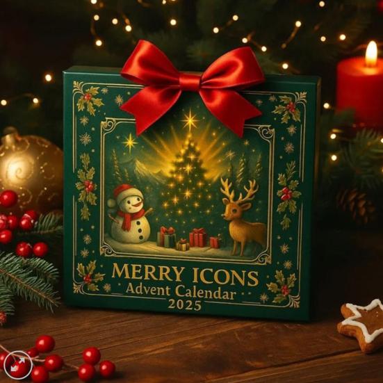 Limited Edition Advent Calendar 2025 24-Day Countdown Christmas Tree Pendant with Merry Christmas Icons Festive Ornaments